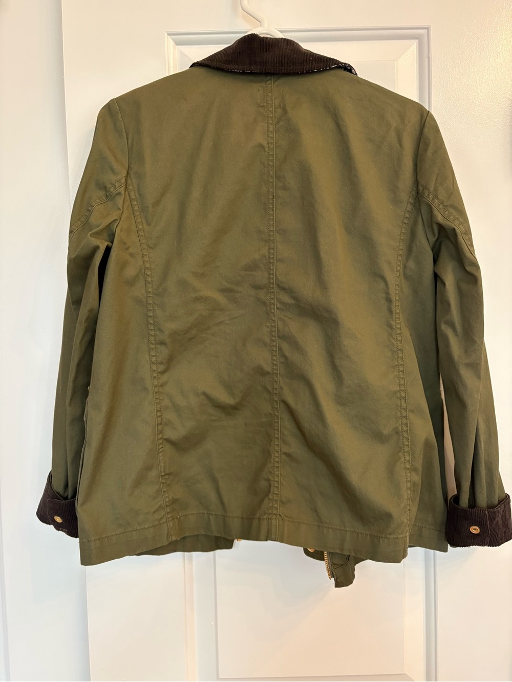 J crew factory barn coat green with corduroy cuffs and collar size xs - Picture 2 of 5